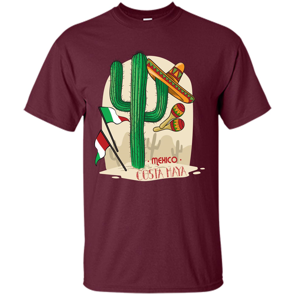 Summer T-shirt Mexico Costa Maya Maroon
