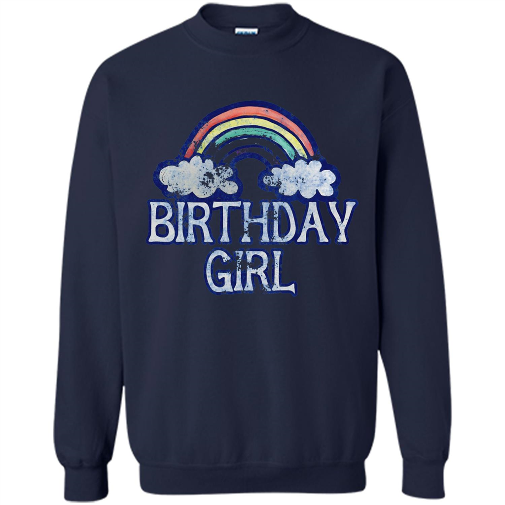 Birthday Girl Rainbow T-shirt Navy