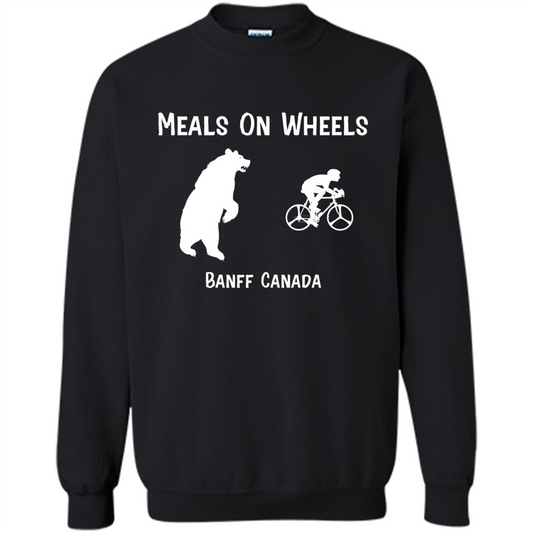 Funny Bear Chasing Bike Rider Meals On Wheels T-shirt Black