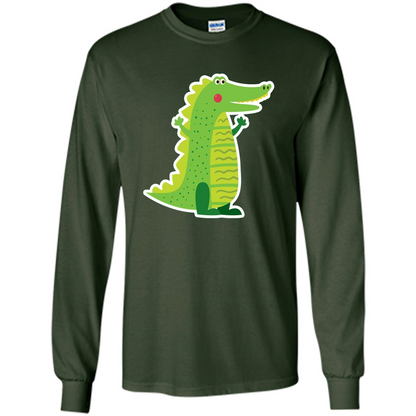 Cute Smiling Crocodile Animal Lover T-shirt Forest Green