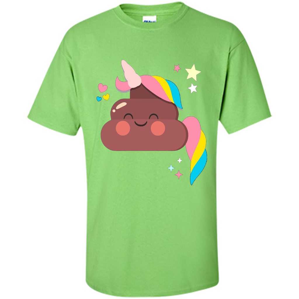 Emoji Happy Unicorn Poop Funny T-shirt Lime