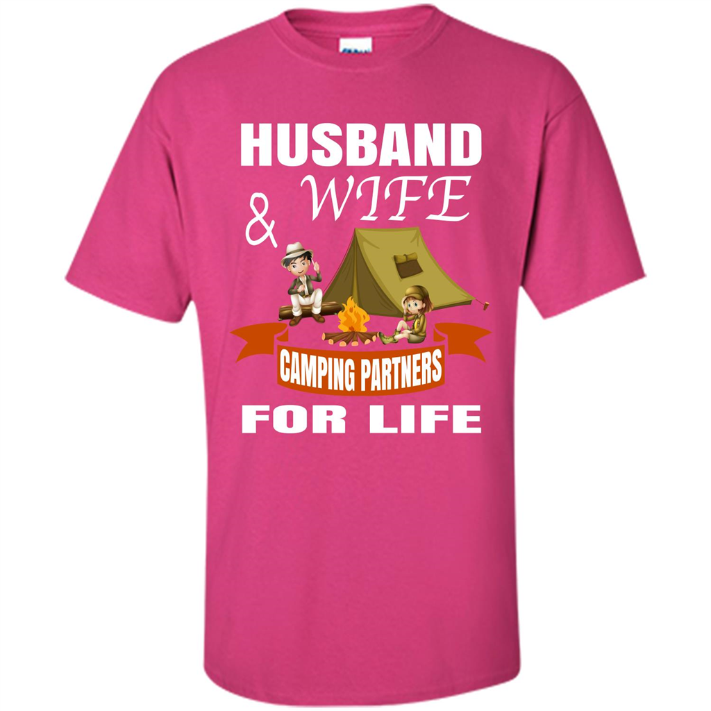 Camping Family T-shirt Husband And Wife Camping Partners For LIfe Heliconia