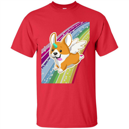 Rainbow Unicorg Corgi Lover T-shirt Red