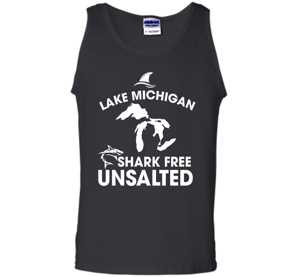 Lake Michigan T-Shirt Unsalted Shark Free Great Lakes T-shirt Black