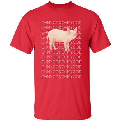 Oh My God Pig T-shirt Cute Pig T-shirt Red