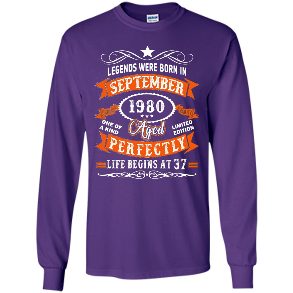 Legends Were Born In September 1980 T-shirt Birthday Gift T-shirt Purple
