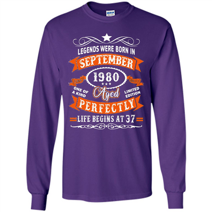 Legends Were Born In September 1980 T-shirt Birthday Gift T-shirt Purple