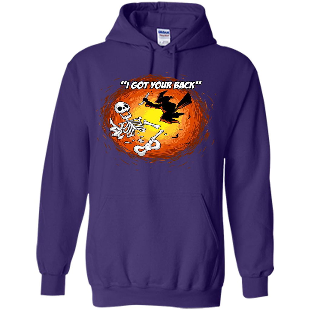 Funny Witch Skeleton Halloween 2017 I Got Your Back T-shirt Purple