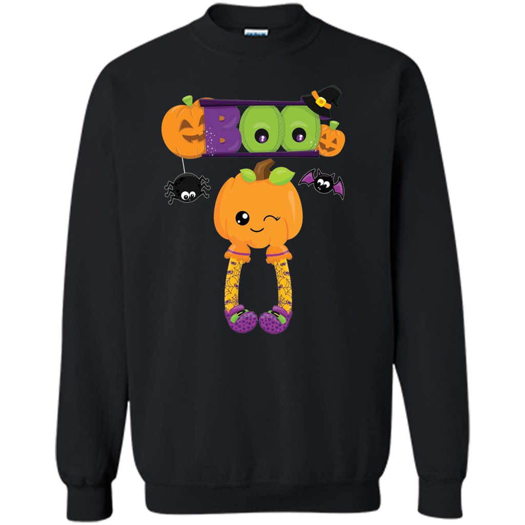 Cute Halloween Boo T-Shirt with Pumpkins-Party T-shirt Black