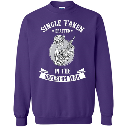 Halloween T-shirt Single Taken Drafted In The Skeleton War Purple