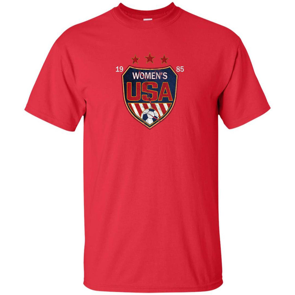 US National Woman's Soccer T-shirt USA Shield 1985 T-shirt Red