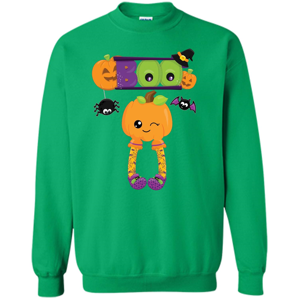 Cute Halloween Boo T-Shirt with Pumpkins-Party T-shirt Irish Green