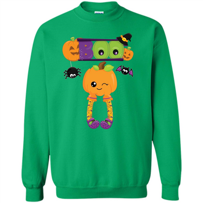 Cute Halloween Boo T-Shirt with Pumpkins-Party T-shirt Irish Green