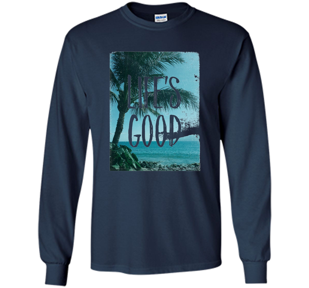Life's Good Palm Tree T-Shirt cool shirt Navy