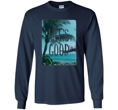 Life's Good Palm Tree T-Shirt cool shirt Navy