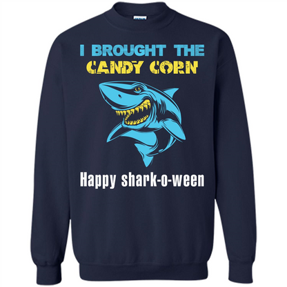 Shark T-shirt I Brought The Candy Corn Happy Shark-o-ween T-shirt Navy