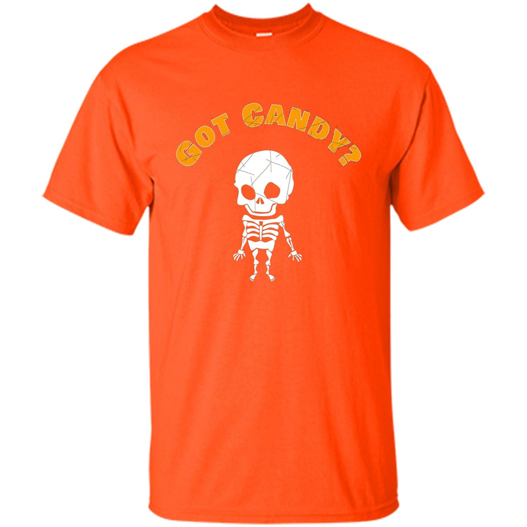 Cute Skeleton Asking For Candy Halloween T-shirt Orange
