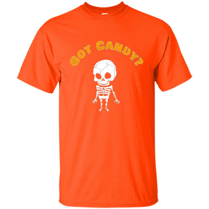 Cute Skeleton Asking For Candy Halloween T-shirt Orange
