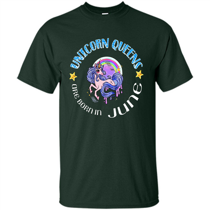 June Unircorn T-shirt Unicorn Queens Are Born June Forest Green