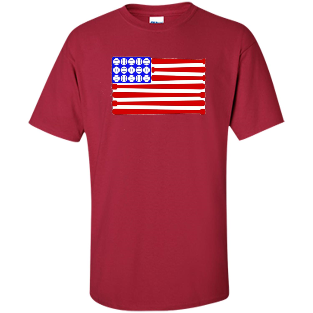 Baseball American Flag T-Shirt Cardinal