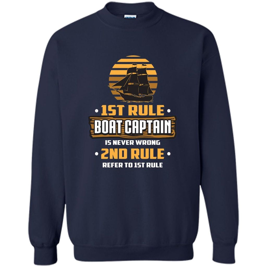 Funny Boat Captain Rules T-shirt Boat Captain Is Never Wrong Navy