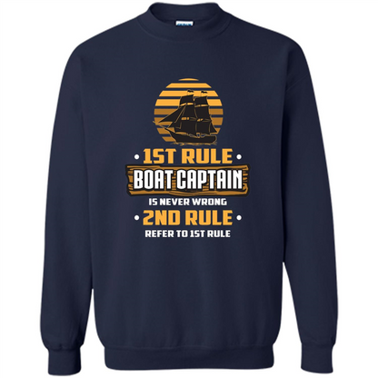 Funny Boat Captain Rules T-shirt Boat Captain Is Never Wrong Navy