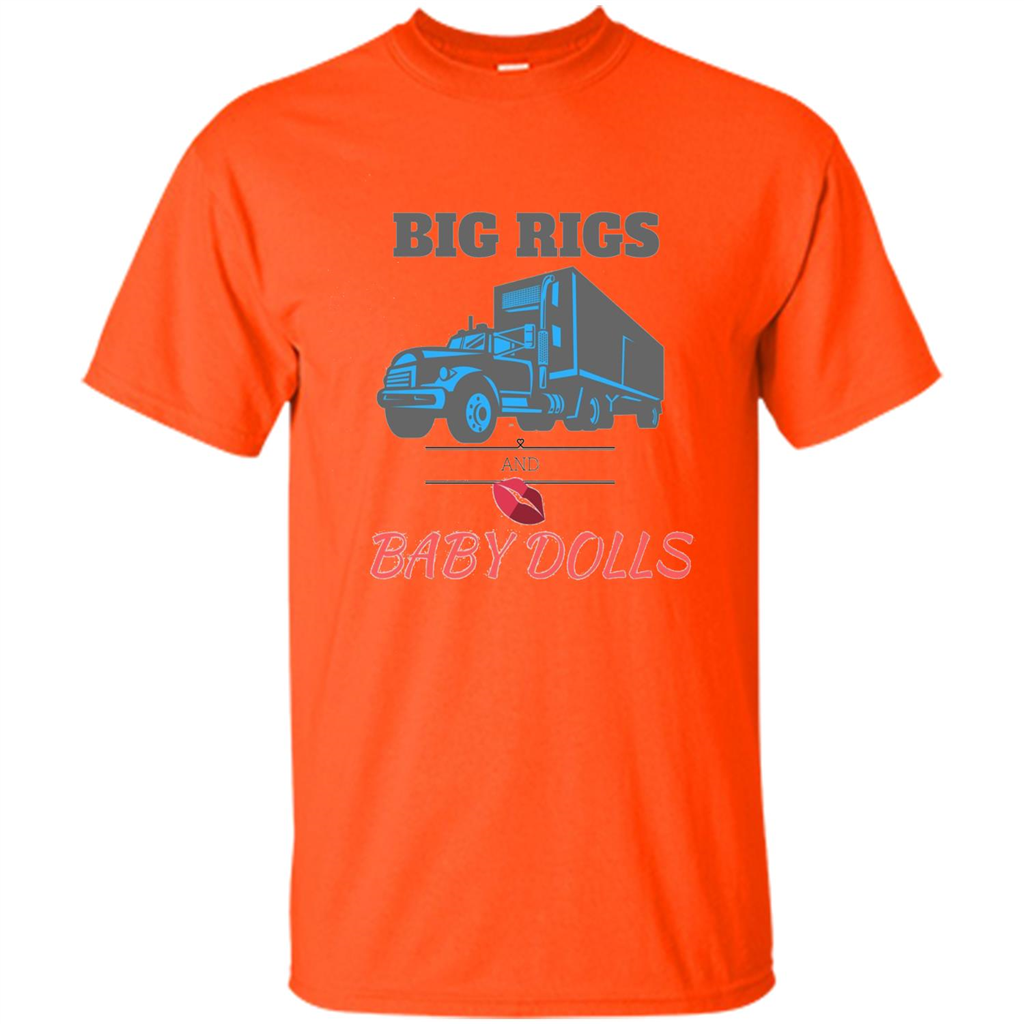 Trucker T-shirt Big Rigs And Baby Dolls Orange