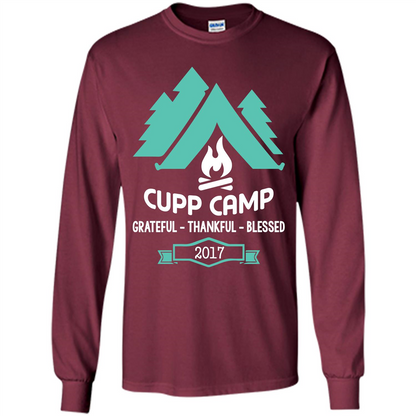 Camping T-shirt Cupp Camp Grateful - Thankful - Blessed 2017 Maroon