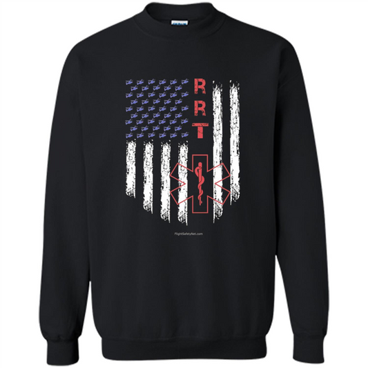 RRT - Respiratory Therapist American Flag T-shirt Black