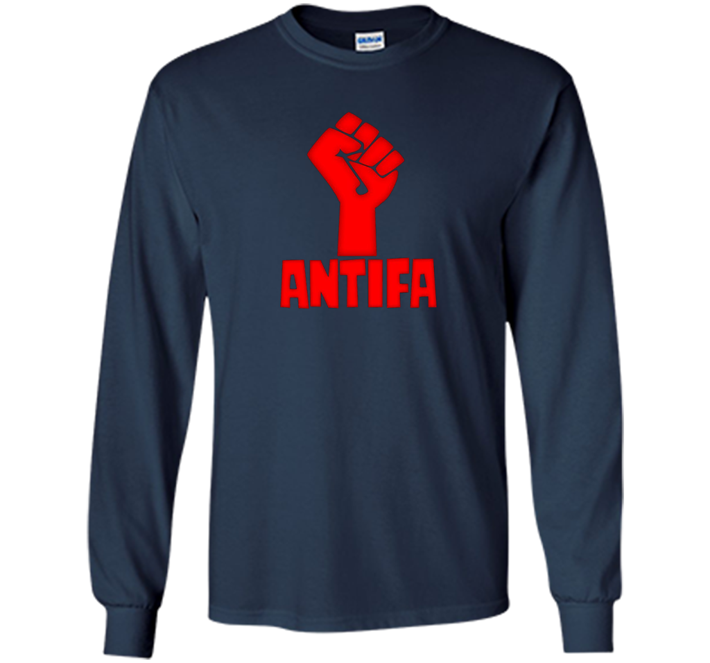 AntiFa Fist On Black T-shirt Navy
