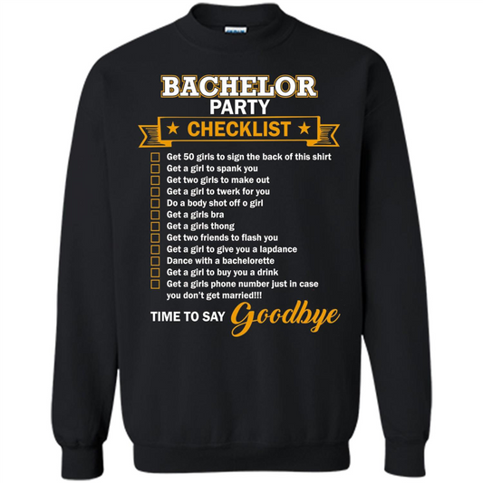Funny Bachelor Party Checklist T-shirt Black