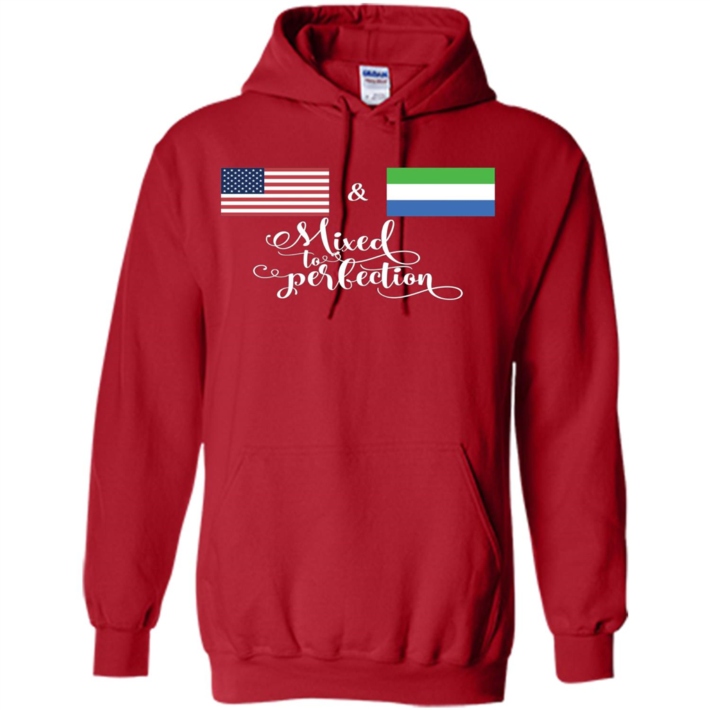 American + Sierra Leone Mixed To Perfection Flag T-Shirt Red