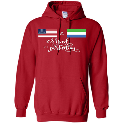 American + Sierra Leone Mixed To Perfection Flag T-Shirt Red