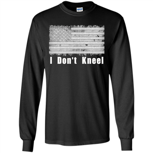 American T-shirt I Don't Kneel Patriotic American Flag Black