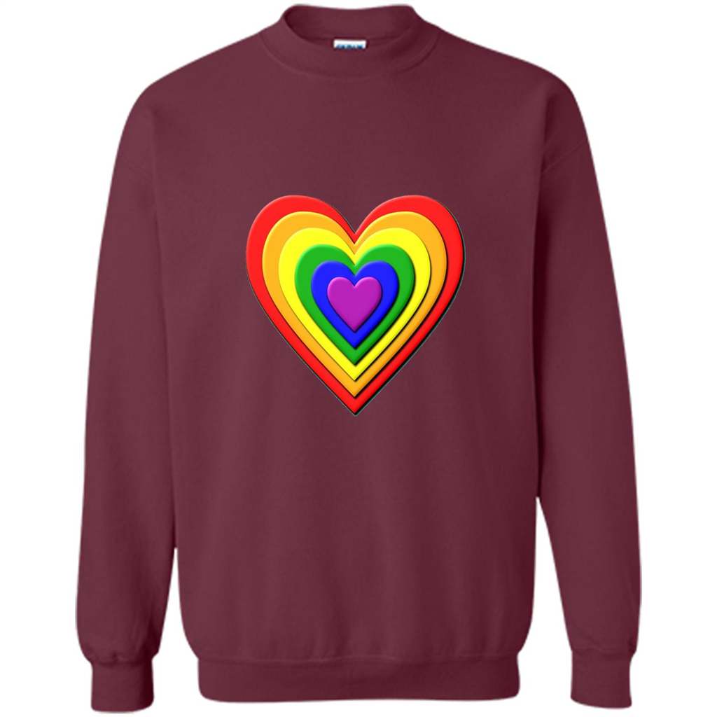 LGBT T-shirt Rainbow Heart T-shirt Maroon
