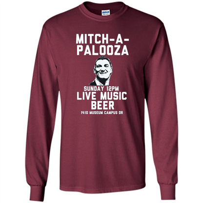 Mitch-a-palooza Live Music Beer T-shirt Maroon