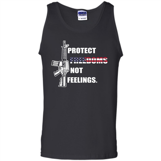 Military T-shirt Protect Freedoms Not Feelings Black
