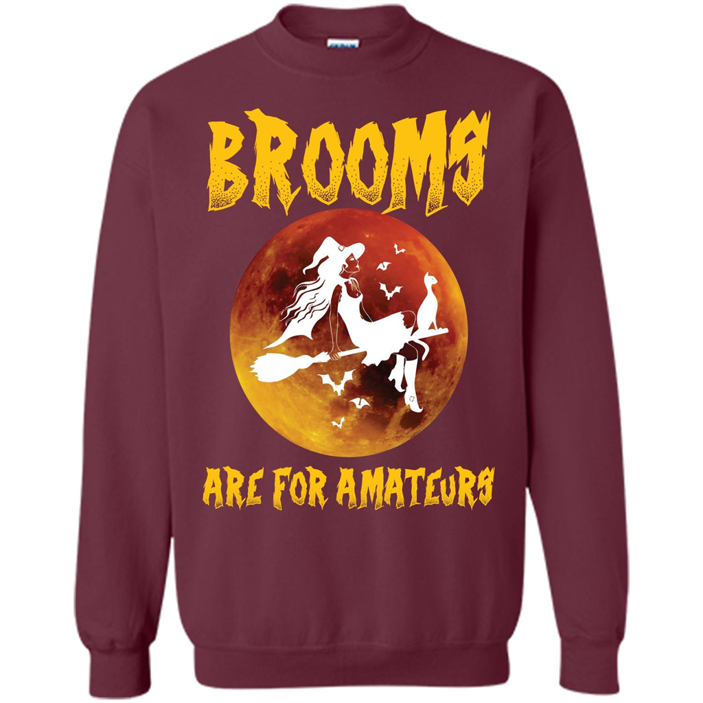 Halloween T-shirt Brooms Are For Amateurs T-shirt Maroon