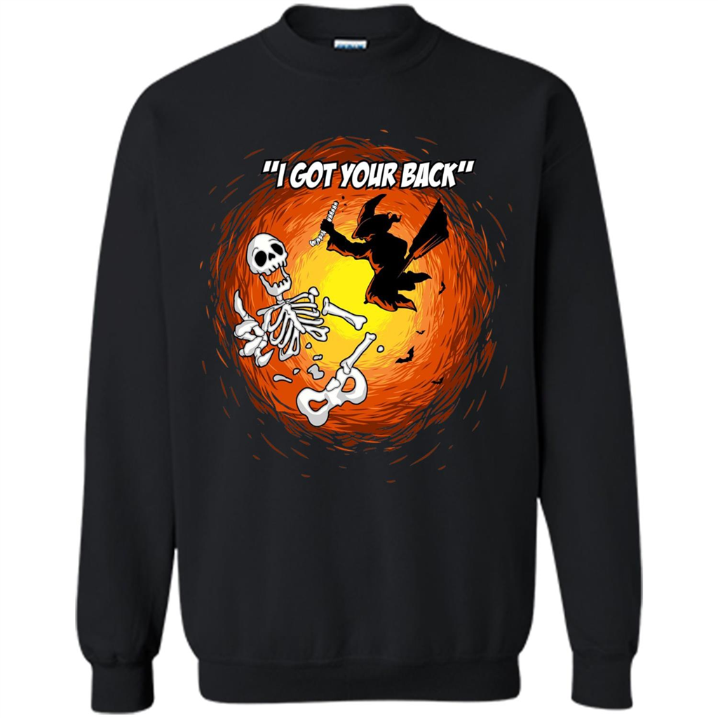 Funny Witch Skeleton Halloween 2017 I Got Your Back T-shirt Black