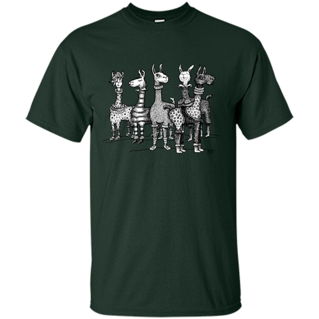 Music T-Shirt Llamas In Pajamas Forest Green