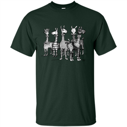 Music T-Shirt Llamas In Pajamas Forest Green