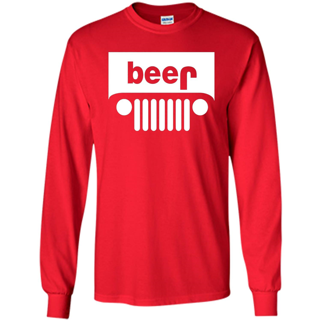 Funny Drinking T-shirt Adult Beer Jeep Red