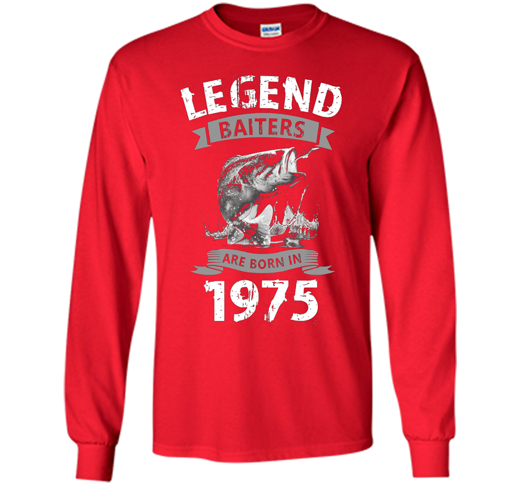 Mens 42nd Years Old 1975 Birthday Gift Idea Tshirt for Fishing shirt Red