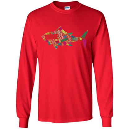 Fishing T-shirt Angler Lure Tackle Hook Reel Red