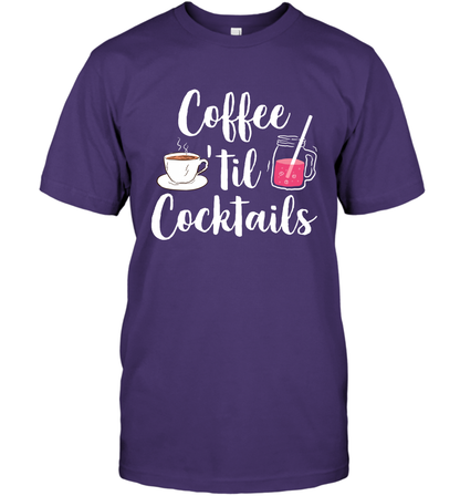 Coffee 'til Cocktails Drinking Shirt T-Shirt T-Shirt Purple