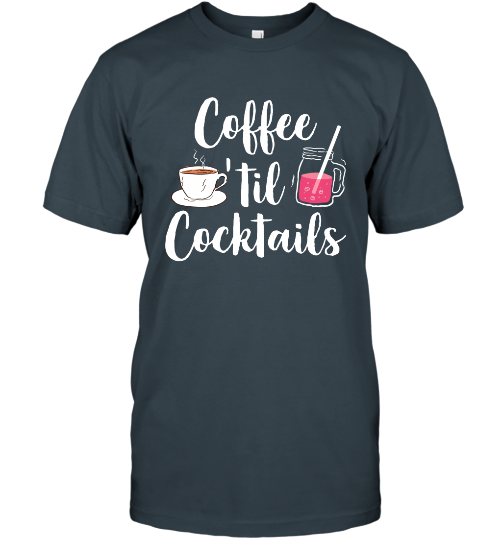 Coffee 'til Cocktails Drinking Shirt T-Shirt T-Shirt Charcoal