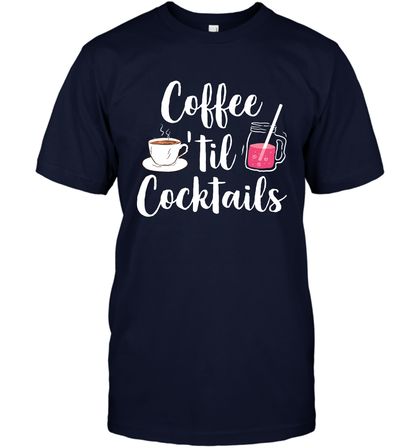 Coffee 'til Cocktails Drinking Shirt T-Shirt T-Shirt Navy