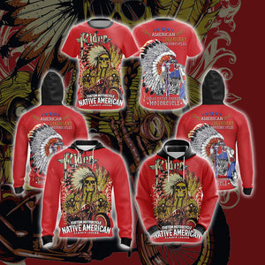 Rider Custom Motorcycle Native American Classic Legend Unisex Zip Up Hoodie