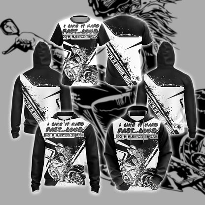Biker Girl I Like It Hard Fast Loud Unisex Zip Up Hoodie