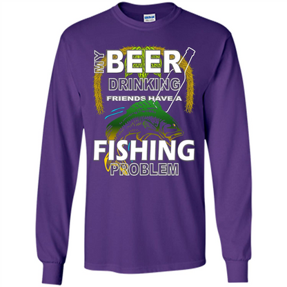 Beer Drinking Friends Have A Fishing Problem T-Shirt Purple